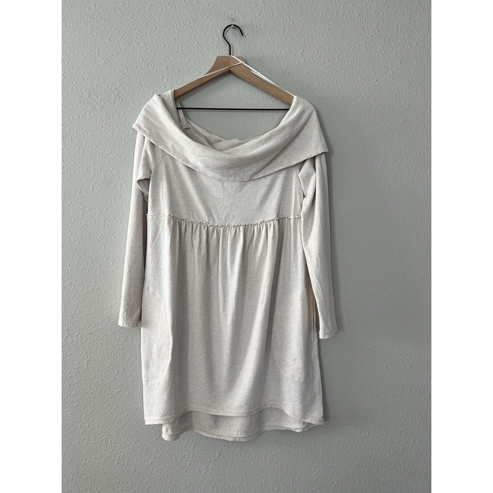Anthropologie Saturday Sunday Sweatshirt Dress Off The Shoulder Cocoon Cream S